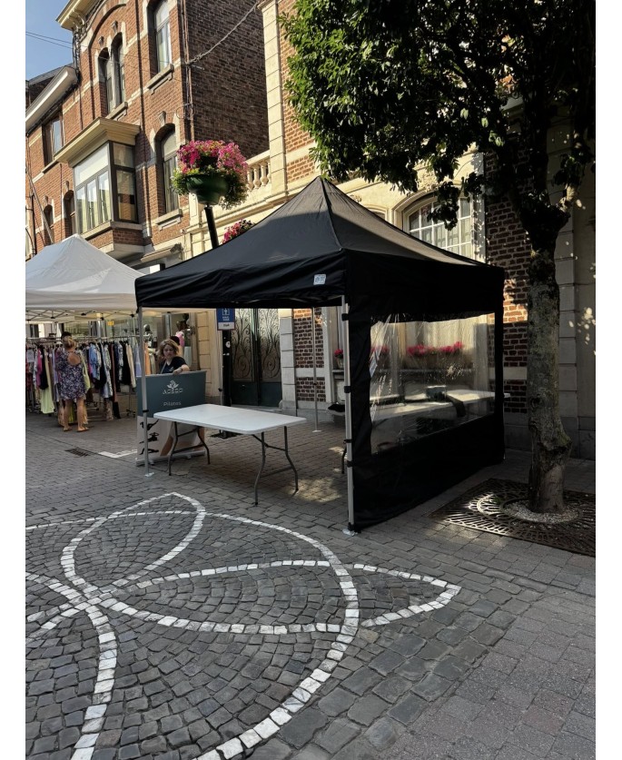 Black 3x3 m pop-up gazebo rental, Liège | Vision-One