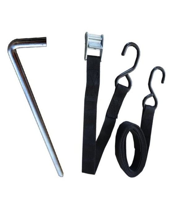 Heavy-duty stakes and ratchet straps (x4) | Vision-One
