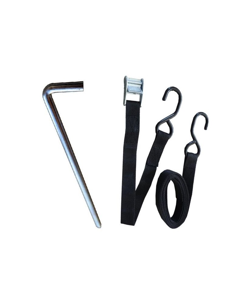 Heavy-duty stakes and ratchet straps (x4) | Vision-One